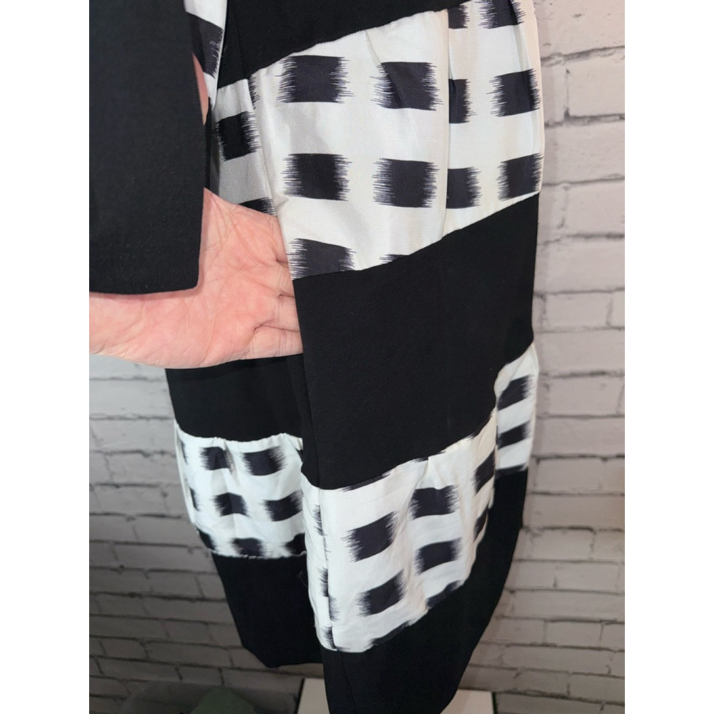 Diane von Furstenberg Black & White Striped Coat Silk Abstract size 6 OVERSIZED - Picture 8 of 12